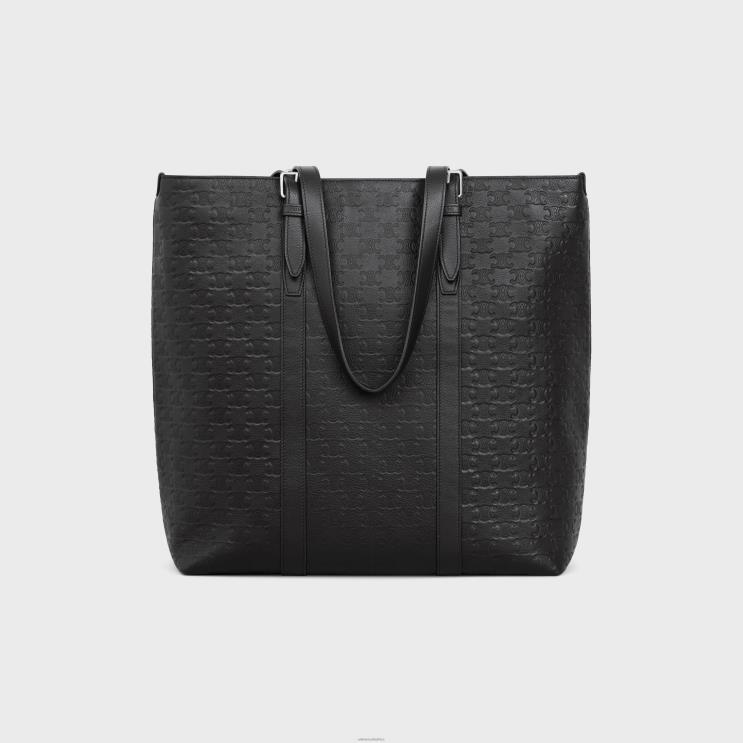 CELINE Black Cabas With Buckle in Calfskin With Triomphe Embossed R0ZNN2085