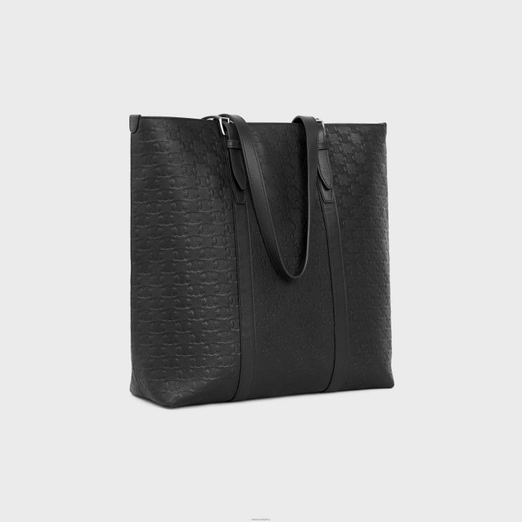CELINE Black Cabas With Buckle in Calfskin With Triomphe Embossed R0ZNN2085