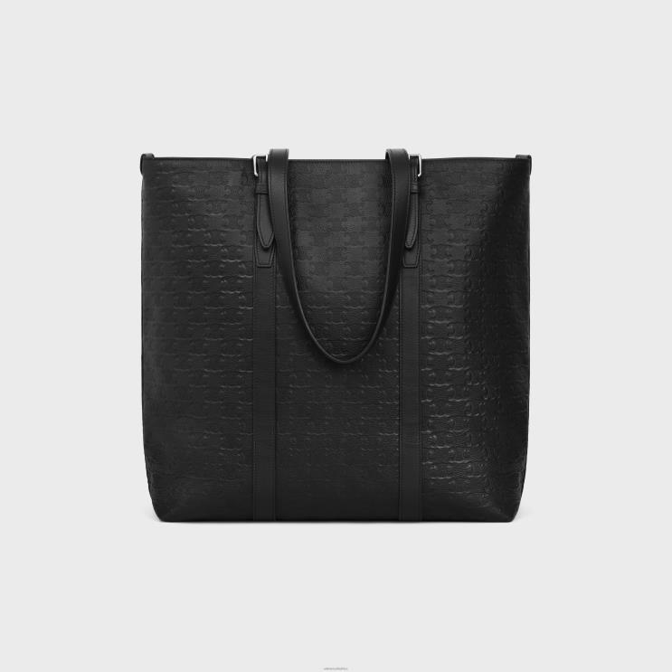 CELINE Black Cabas With Buckle in Calfskin With Triomphe Embossed R0ZNN2085