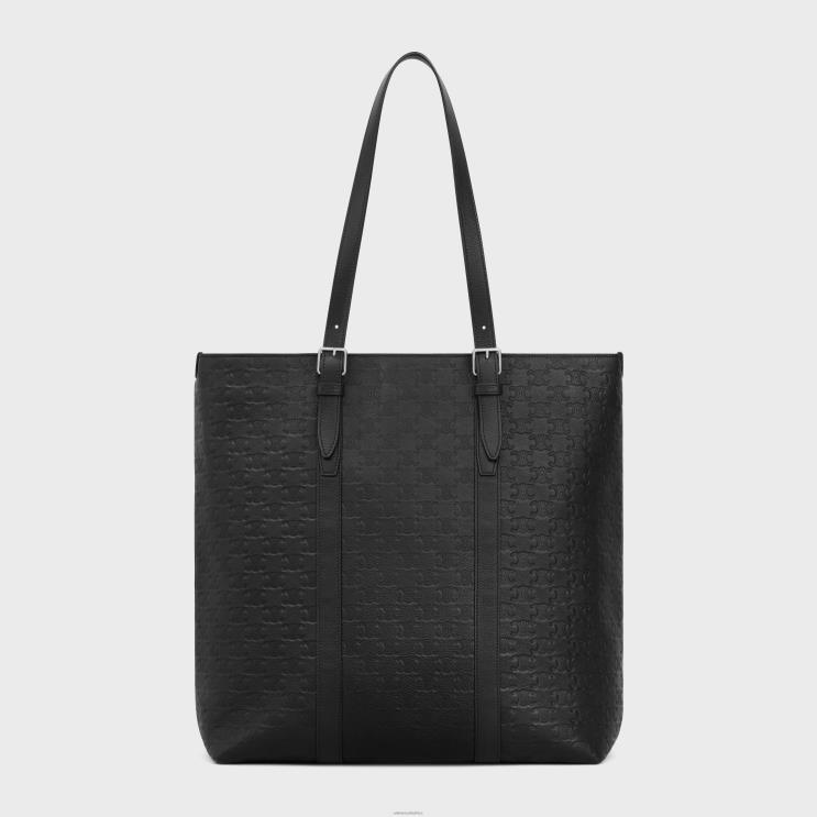 CELINE Black Cabas With Buckle in Calfskin With Triomphe Embossed R0ZNN2085