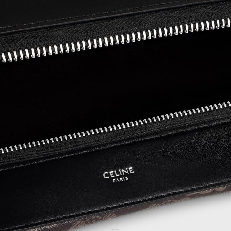 CELINE Black Large Strap Romy in Triomphe Canvas & Calfskin R0ZNN2075