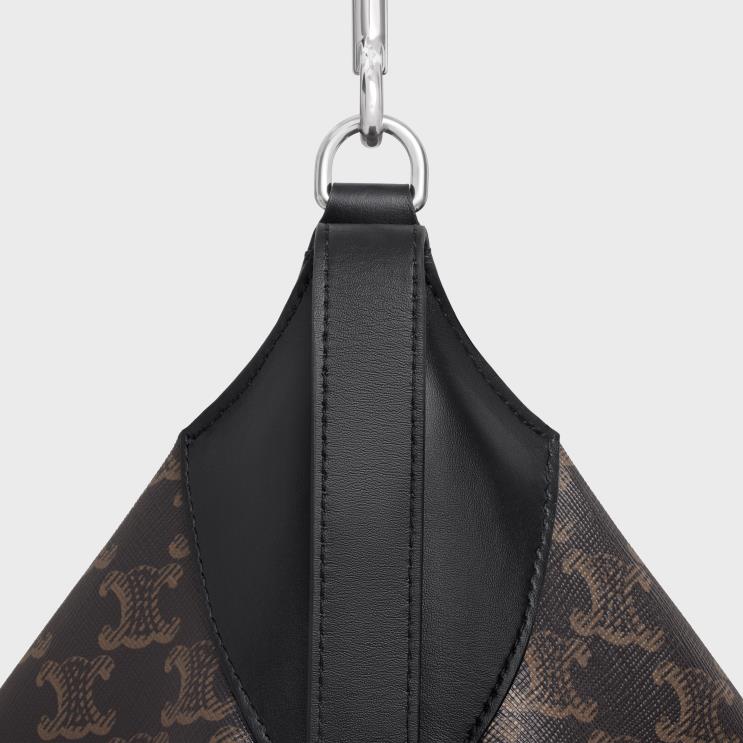 CELINE Black Large Strap Romy in Triomphe Canvas & Calfskin R0ZNN2075