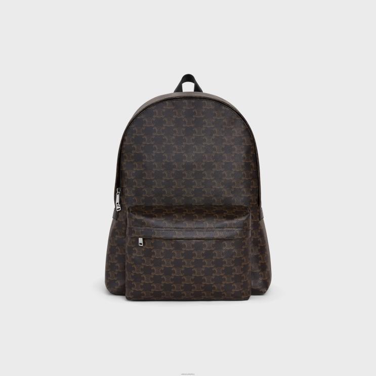 CELINE Black Medium Backpack in Triomphe Canvas & Calfskin R0ZNN2086