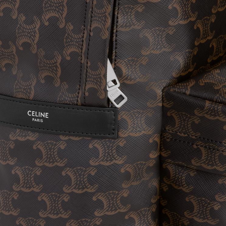 CELINE Black Medium Backpack in Triomphe Canvas & Calfskin R0ZNN2086