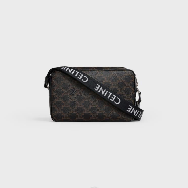 CELINE Black Medium Messenger Bag in Triomphe Canvas R0ZNN2089