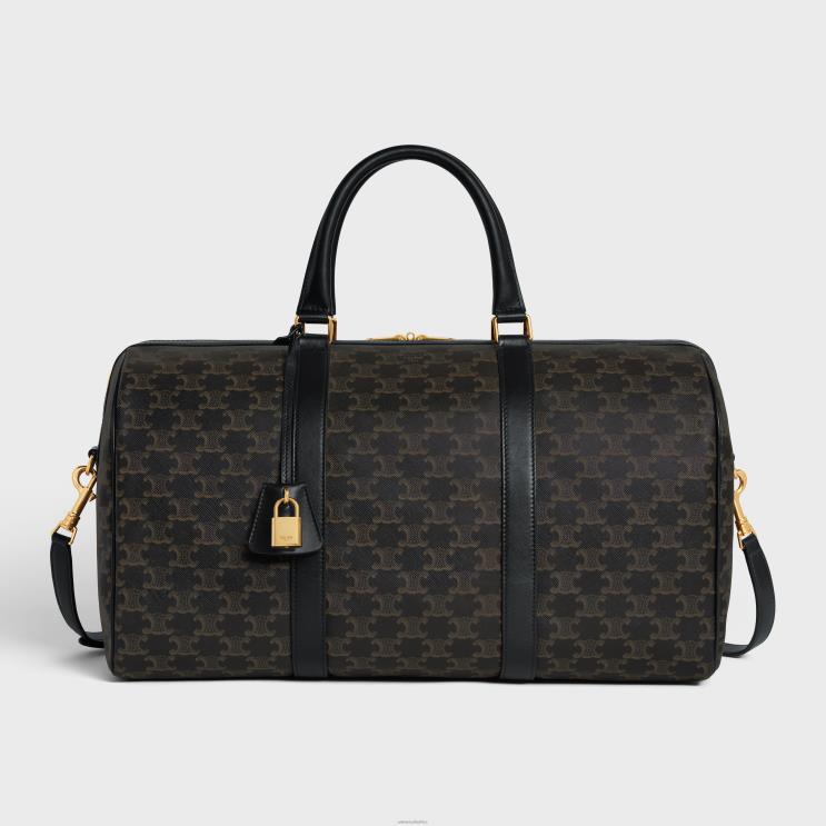 CELINE Black Medium Travel Bag in Triomphe Canvas & Calfskin R0ZNN2088