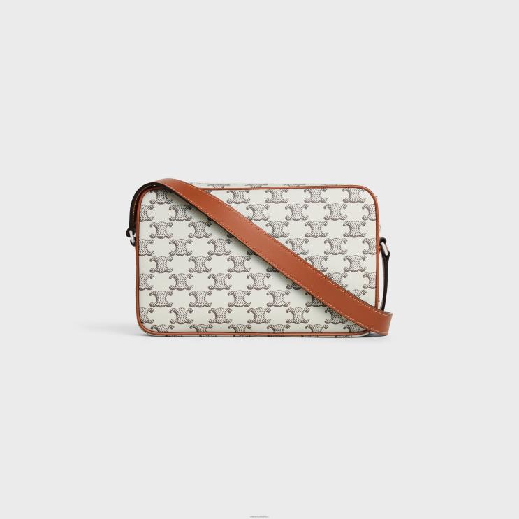 CELINE Tan/Ecru Medium Messenger Bag in Triomphe Canvas With Print R0ZNN2091