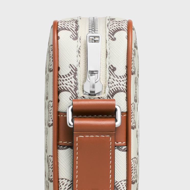 CELINE Tan/Ecru Medium Messenger Bag in Triomphe Canvas With Print R0ZNN2091