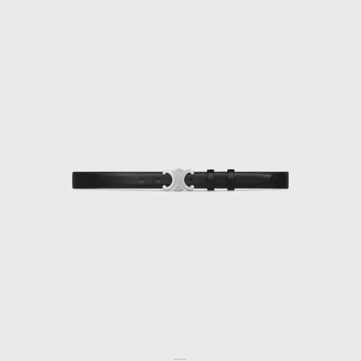 CELINE Black Medium Triomphe Belt in Taurillon Leather R0ZNN2199