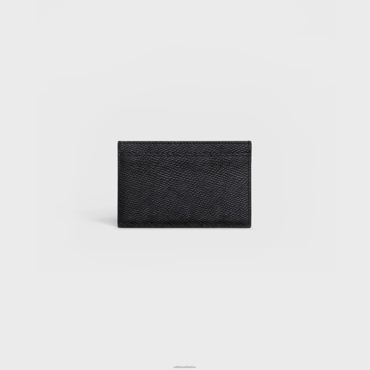 CELINE Black Card Holder in Grained Calfskin R0ZNN2148