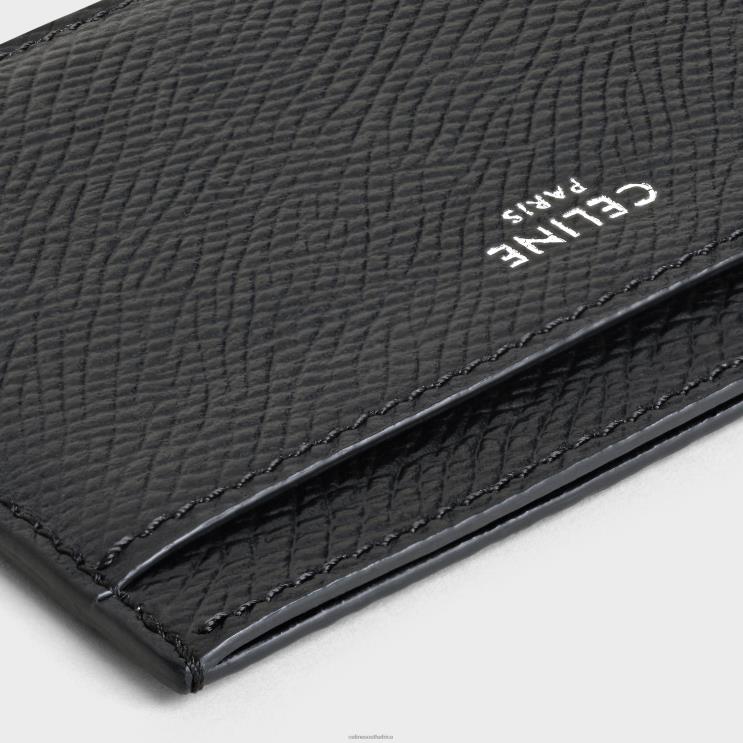 CELINE Black Card Holder in Grained Calfskin R0ZNN2148