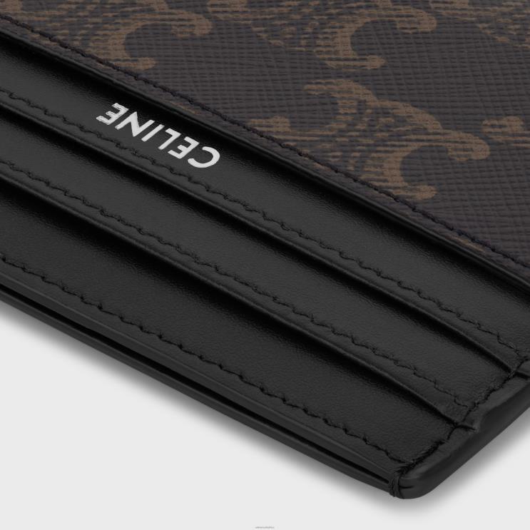 CELINE Black Large Card Holder in Triomphe Canvas & Clafskin R0ZNN2129