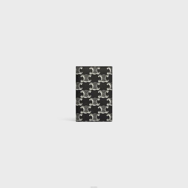 CELINE Black/White Vertical Card Holder in Triomphe Canvas Two-Tone R0ZNN2121