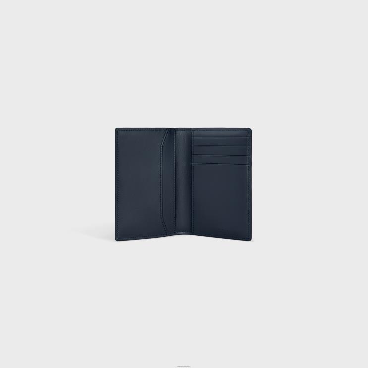 CELINE Bleu Sacre Vertical Card Holder in Shiny Calfskin R0ZNN2158
