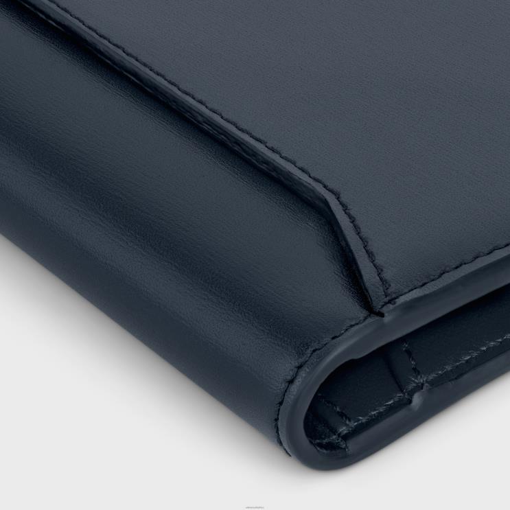 CELINE Bleu Sacre Vertical Card Holder in Shiny Calfskin R0ZNN2158