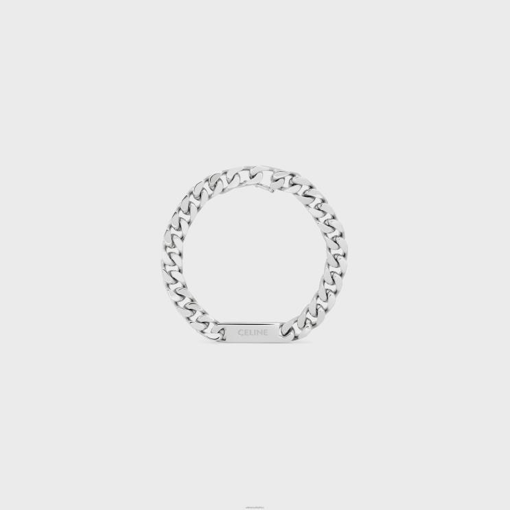 CELINE Silver Gourmette Bracelet in Brass With Rhodium Finish R0ZNN2281