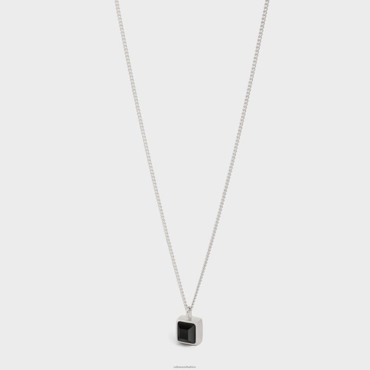 CELINE Silver/Onyx Aiguise Necklace in Sterling Silver With Rhodium Finish & Onyx R0ZNN2288