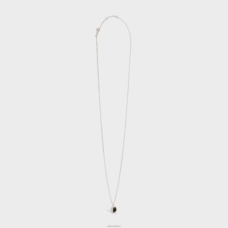CELINE Silver/Onyx Aiguise Necklace in Sterling Silver With Rhodium Finish & Onyx R0ZNN2288