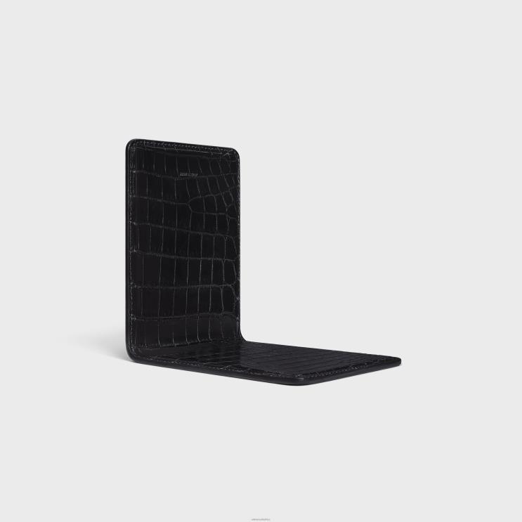 CELINE Black Bookend in Crocodile R0ZNN1655