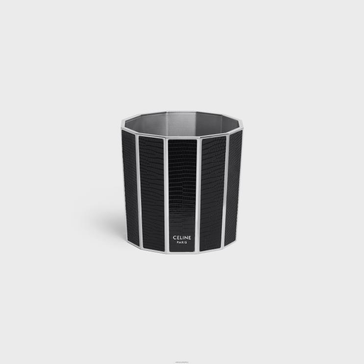 CELINE Black Candle Holder in Steel & Lizard R0ZNN1519