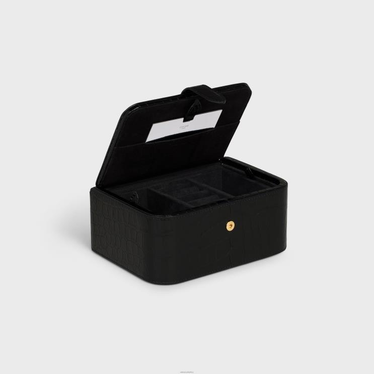 CELINE Black Large Jewels Case in Crocodile R0ZNN1560