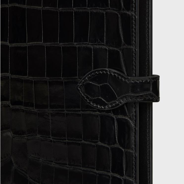 CELINE Black Large Notebook Cover in Crocodile R0ZNN1638