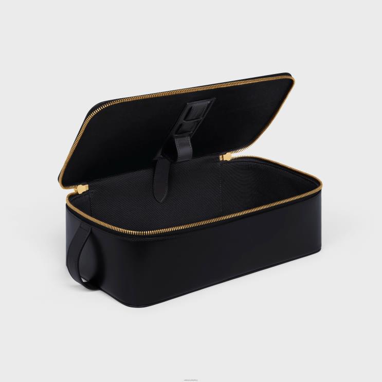 CELINE Black Large Toiletry Case in Shiny Calfskin R0ZNN1585