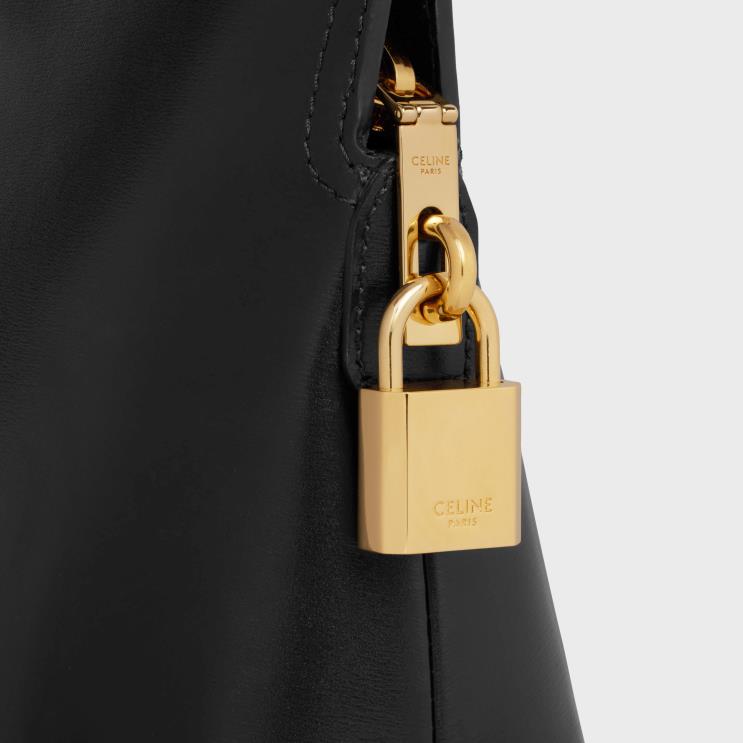 CELINE Black Lock Toiletry Pouch in Shiny Calfskin R0ZNN1486