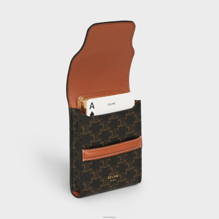 CELINE Black Playing Cards Case in Triomphe Canvas & Lambskin R0ZNN1670