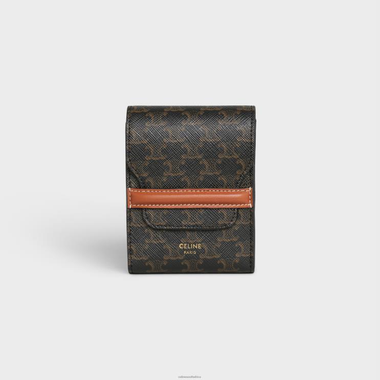 CELINE Black Playing Cards Case in Triomphe Canvas & Lambskin R0ZNN1670