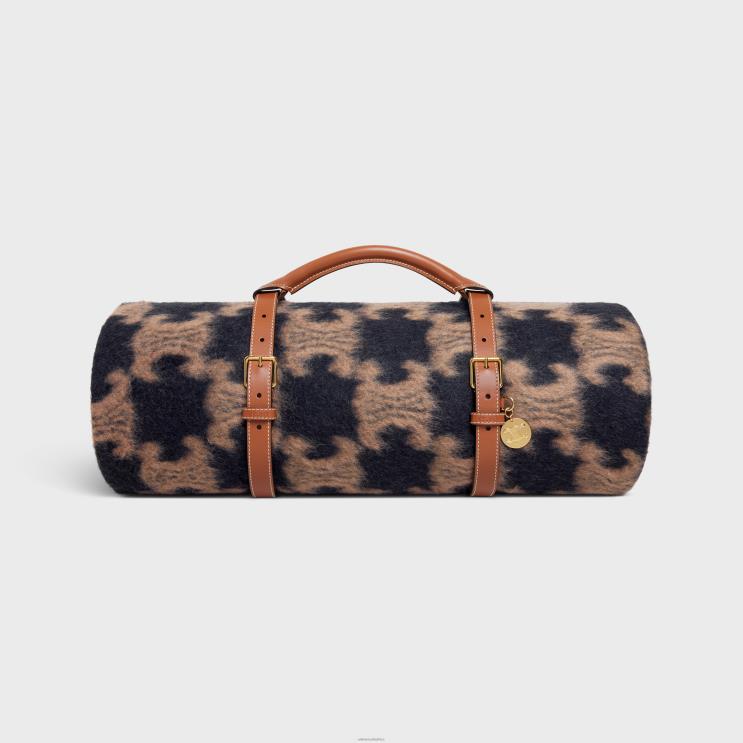 CELINE Black/Tan Blanket & Blanket Holder in Calfskin R0ZNN1542