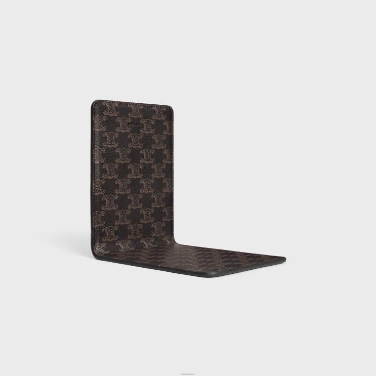 CELINE Black/Tan Bookend in Lambskin With Triomphe Canvas Print R0ZNN1656