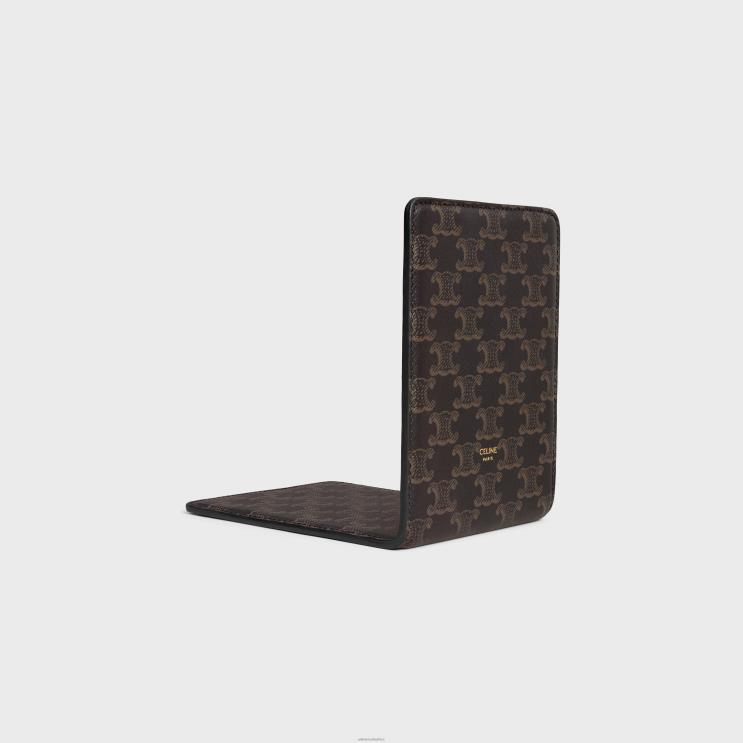 CELINE Black/Tan Bookend in Lambskin With Triomphe Canvas Print R0ZNN1656