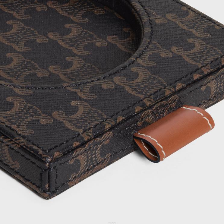 CELINE Black/Tan Candle Tray in Nappa Lambskin With Triomphe Canvas Print & Calfskin R0ZNN1526