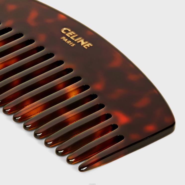 CELINE Black/Tan Curved Hair Comb in Triomphe Canvas R0ZNN1610