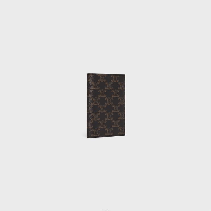 CELINE Black/Tan Passport Cover in Triomphe Canvas R0ZNN1627