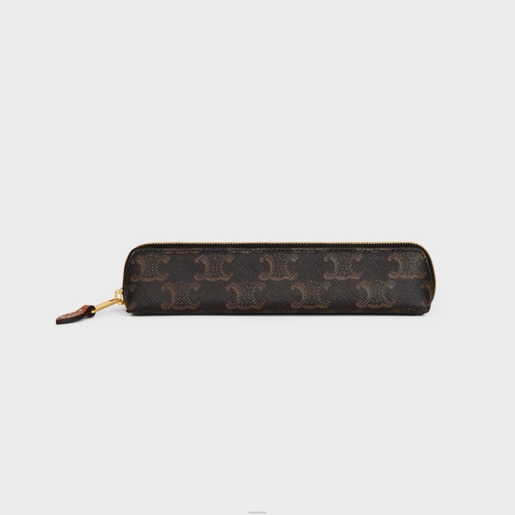 CELINE Black/Tan Pencil Case Triomphe Canvas R0ZNN1650