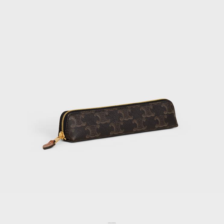 CELINE Black/Tan Pencil Case Triomphe Canvas R0ZNN1650