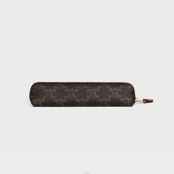 CELINE Black/Tan Pencil Case Triomphe Canvas R0ZNN1650