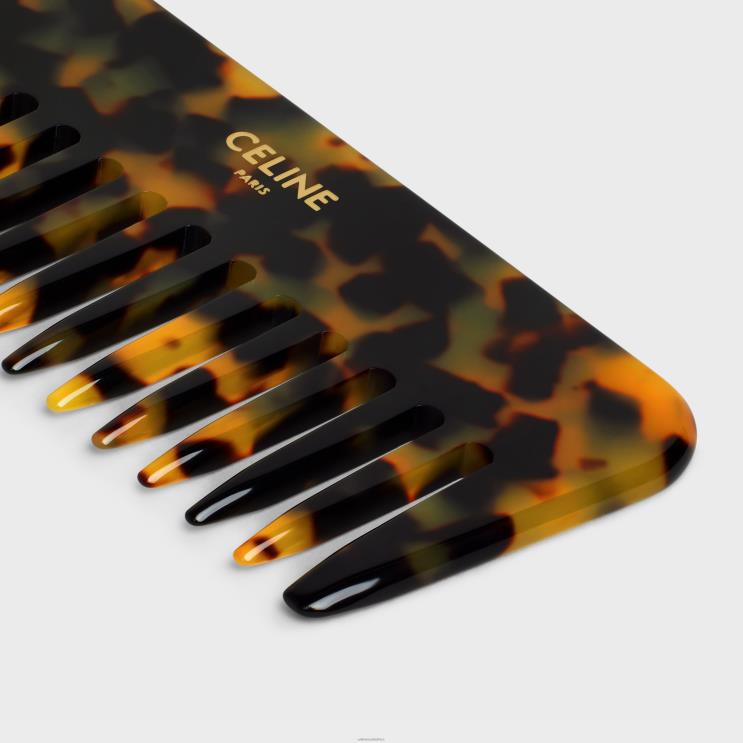 CELINE Black/Tan Small Hair Comb in Triomphe Canvas R0ZNN1614