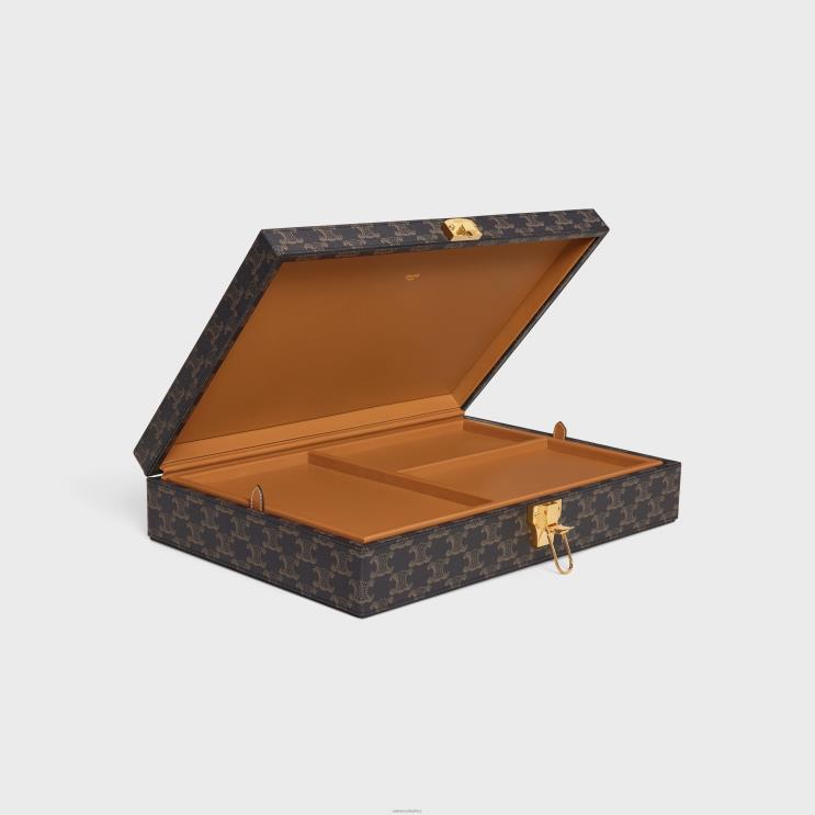 CELINE Black/Tan Stationery Case in Triomphe Canvas R0ZNN1636