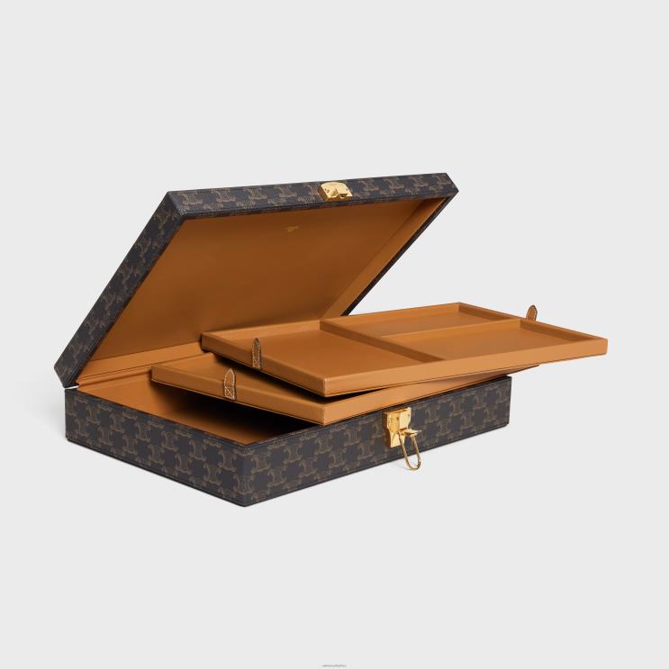 CELINE Black/Tan Stationery Case in Triomphe Canvas R0ZNN1636