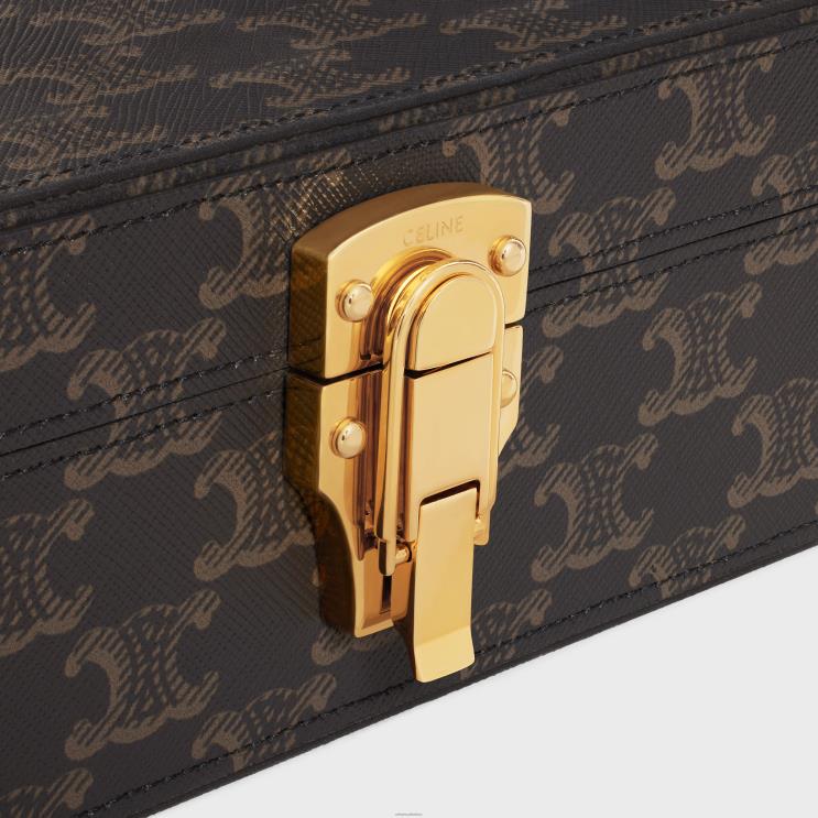 CELINE Black/Tan Stationery Case in Triomphe Canvas R0ZNN1636