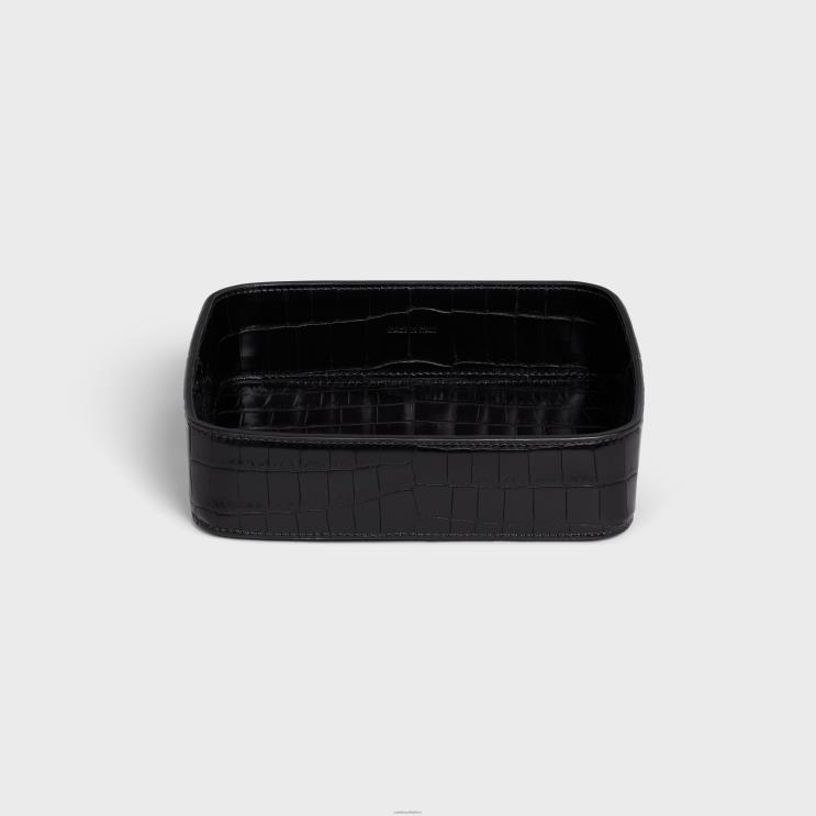 CELINE Black Trinket Bowl in Crocodile R0ZNN1531