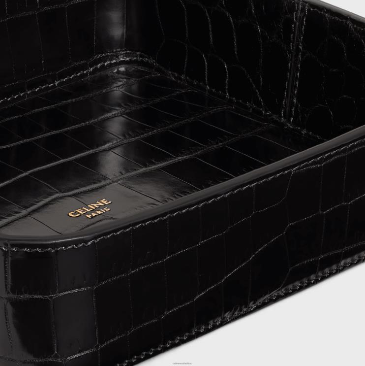 CELINE Black Trinket Bowl in Crocodile R0ZNN1531