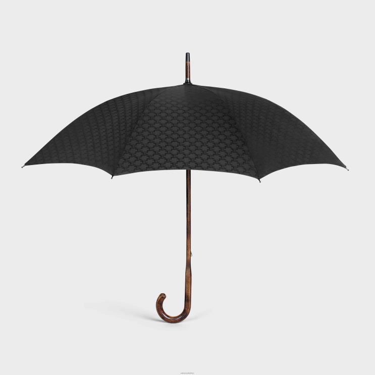 CELINE Black Umbrella in Triomphe Jacquard Textile R0ZNN1543