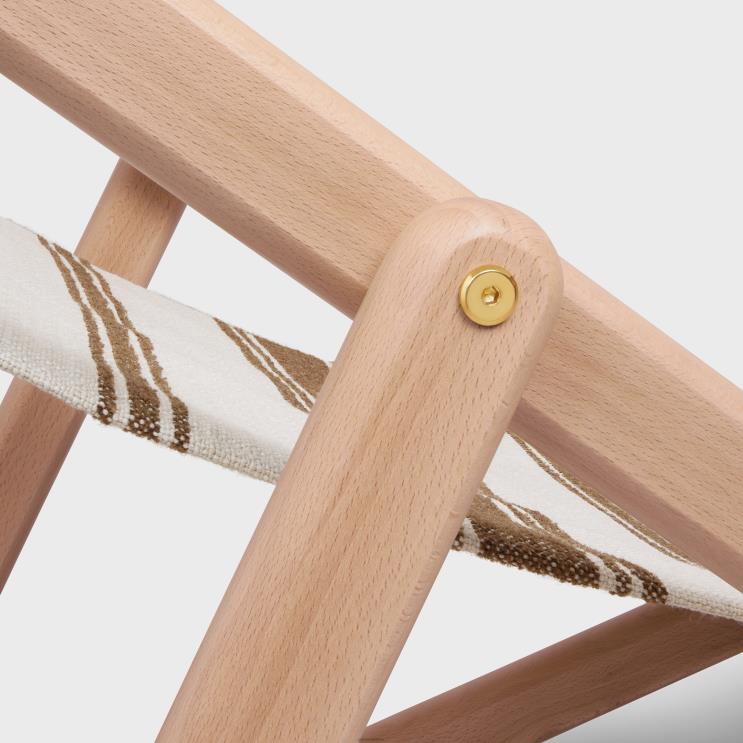 CELINE Brown/Beige Deck Chair in Wood & Textile With Jacquard R0ZNN1693
