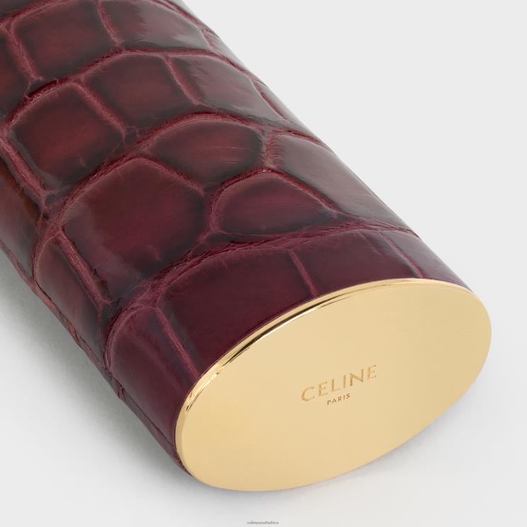 CELINE Burgundy Big Lighter Case in Brass & Alligator R0ZNN1556