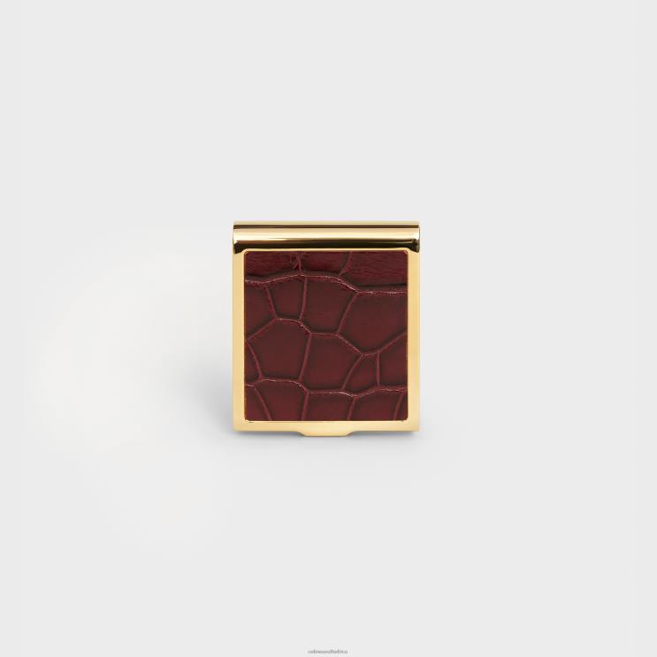 CELINE Burgundy Matches Box in Brass & Alligator R0ZNN1555