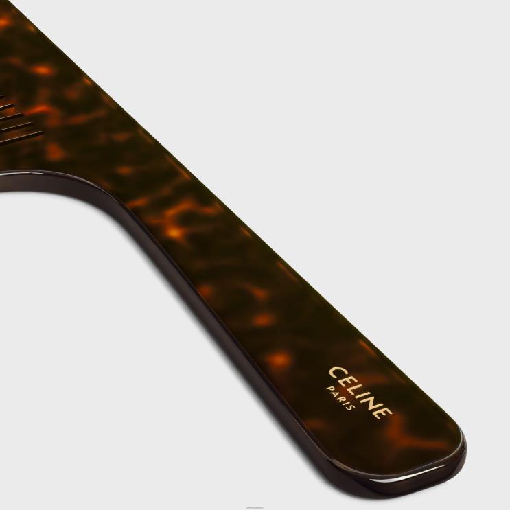 CELINE Dark Havana Hair Comb With Handle in Acetate R0ZNN1601
